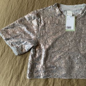 Silver sequined crop top
